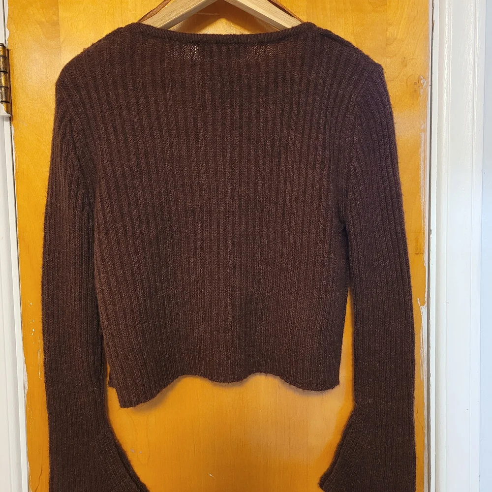 Monteau Los Angeles Deep Brown Ribbed Cardigan - Picture 2 of 10